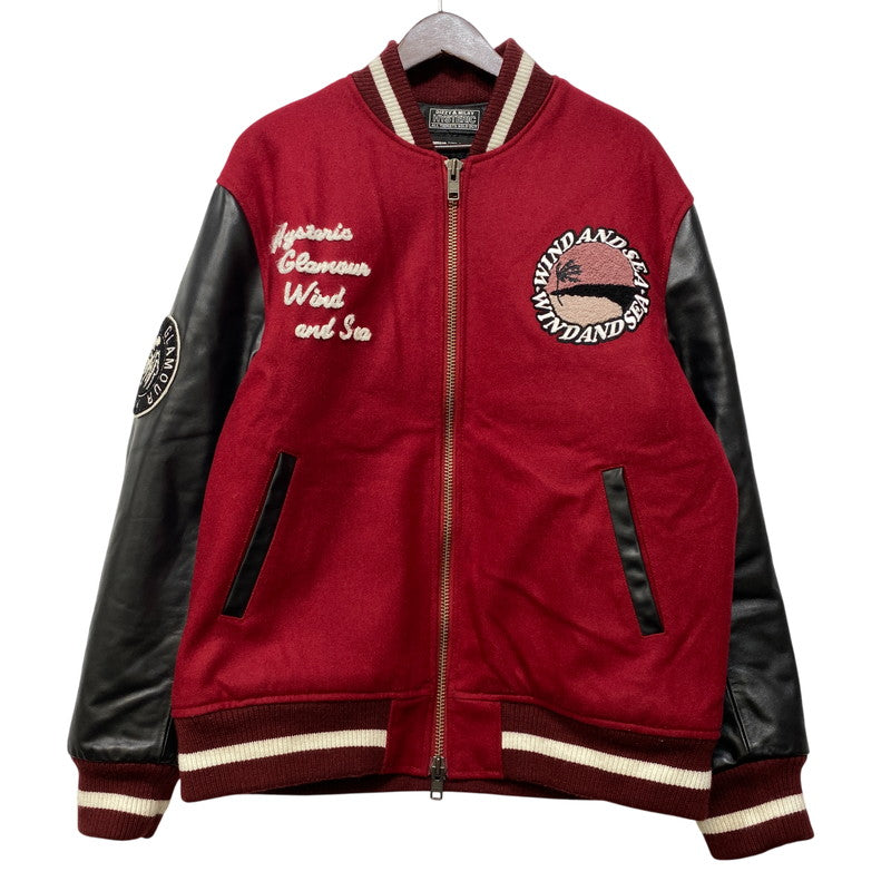 【中古品】【メンズ】 WIND AND SEA × HYSTERIC GLAMOUR ウィンダンシー ヒステリックグラマー WDS-C-HYS-24-Q2-01 VARSITY JACKET バーシティ ジャケット アウター 142-260904-cs-11-izu サイズ：XL カラー：レッド×ブラック 万代Net店