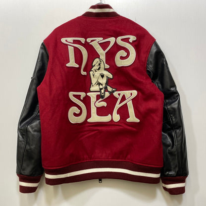 【中古品】【メンズ】 WIND AND SEA × HYSTERIC GLAMOUR ウィンダンシー ヒステリックグラマー WDS-C-HYS-24-Q2-01 VARSITY JACKET バーシティ ジャケット アウター 142-260904-cs-11-izu サイズ：XL カラー：レッド×ブラック 万代Net店