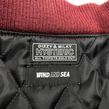 【中古品】【メンズ】 WIND AND SEA × HYSTERIC GLAMOUR ウィンダンシー ヒステリックグラマー WDS-C-HYS-24-Q2-01 VARSITY JACKET バーシティ ジャケット アウター 142-260904-cs-11-izu サイズ：XL カラー：レッド×ブラック 万代Net店