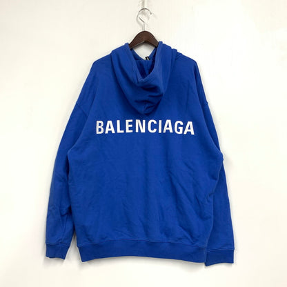 【中古品】【メンズ】 BALENCIAGA バレンシアガ 570811 国内正規 BACK LOGO HOODED SWEATSHIRT バック ロゴ フーデッド スウェットシャツ トップス 長袖 141-260712-ya-06-izu サイズ：M カラー：ブルー 万代Net店