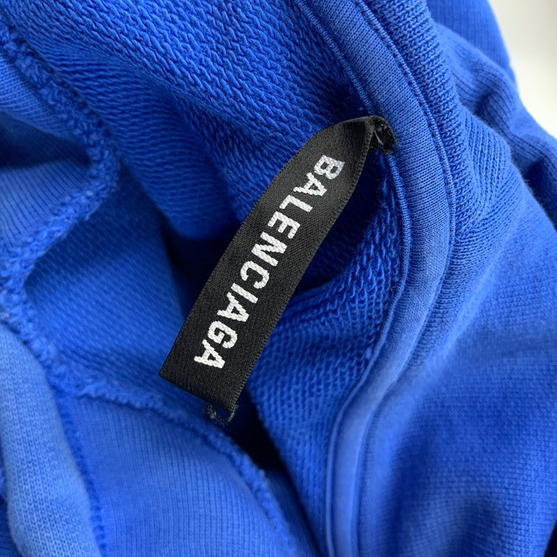 【中古品】【メンズ】 BALENCIAGA バレンシアガ 570811 国内正規 BACK LOGO HOODED SWEATSHIRT バック ロゴ フーデッド スウェットシャツ トップス 長袖 141-260712-ya-06-izu サイズ：M カラー：ブルー 万代Net店