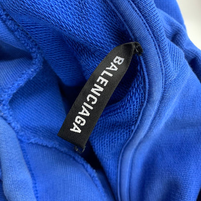 【中古品】【メンズ】 BALENCIAGA バレンシアガ 570811 国内正規 BACK LOGO HOODED SWEATSHIRT バック ロゴ フーデッド スウェットシャツ トップス 長袖 141-260712-ya-06-izu サイズ：M カラー：ブルー 万代Net店