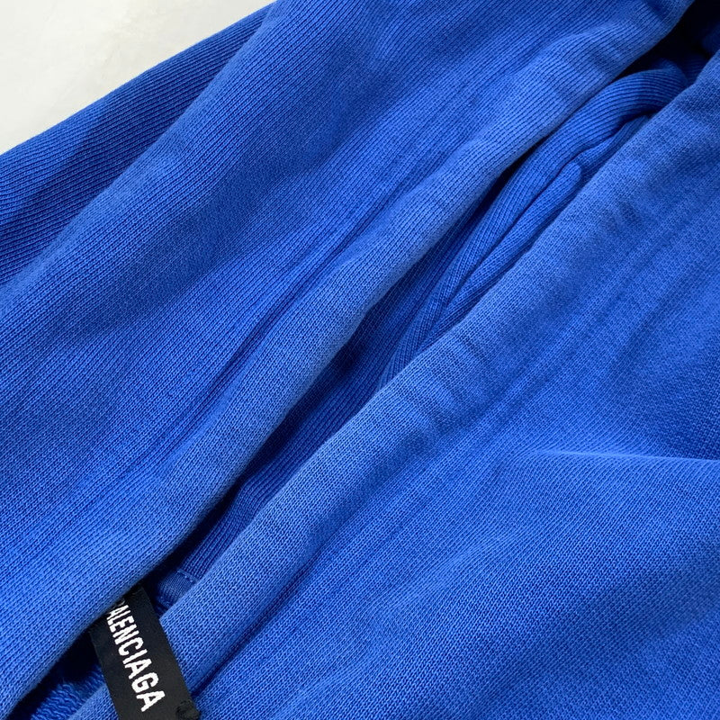 【中古品】【メンズ】 BALENCIAGA バレンシアガ 570811 国内正規 BACK LOGO HOODED SWEATSHIRT バック ロゴ フーデッド スウェットシャツ トップス 長袖 141-260712-ya-06-izu サイズ：M カラー：ブルー 万代Net店