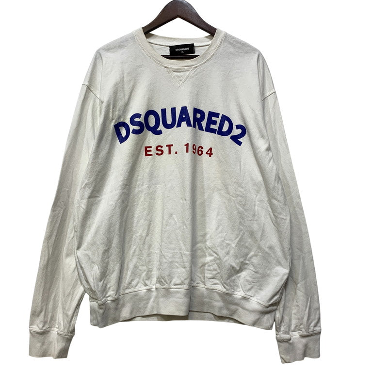 【中古品】【メンズ】 DSQUARED2 ディースクエアード CURVED LOGO SWEATSHIRT S71GU0443S23851 カーブドロゴスウェットシャツ 長袖 141-260712-as-04-izu サイズ：XL カラー：ホワイト 万代Net店