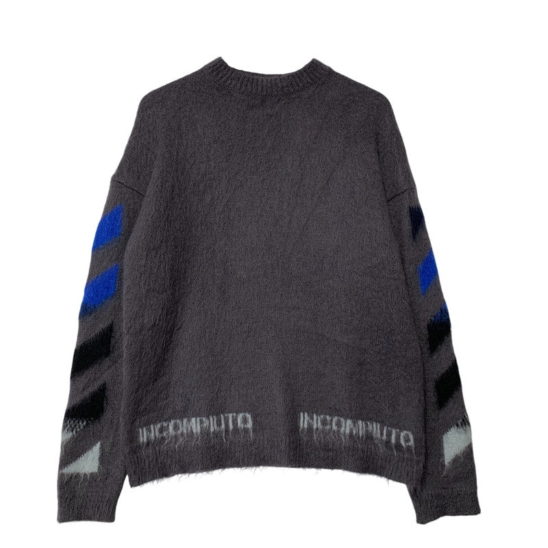 【中古品】【メンズ】 OFF-WHITE オフホワイト OMHA036E19B02024 19AW DIAG BRUSHED MOHAIR CREWNECK SWEATER ダイアグ ブラッシュド モヘア クルーネック セーター トップス 長袖 142-260711-cs-03-izu サイズ：XS カラー：グレー 万代Net店