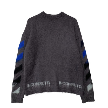【中古品】【メンズ】 OFF-WHITE オフホワイト OMHA036E19B02024 19AW DIAG BRUSHED MOHAIR CREWNECK SWEATER ダイアグ ブラッシュド モヘア クルーネック セーター トップス 長袖 142-260711-cs-03-izu サイズ：XS カラー：グレー 万代Net店