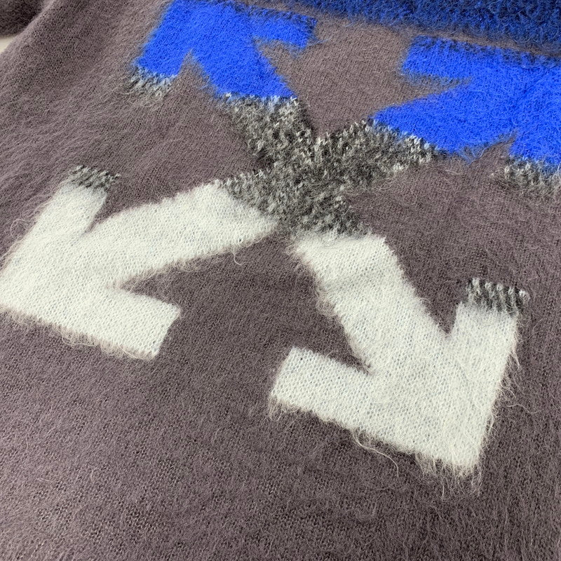 【中古品】【メンズ】 OFF-WHITE オフホワイト OMHA036E19B02024 19AW DIAG BRUSHED MOHAIR CREWNECK SWEATER ダイアグ ブラッシュド モヘア クルーネック セーター トップス 長袖 142-260711-cs-03-izu サイズ：XS カラー：グレー 万代Net店