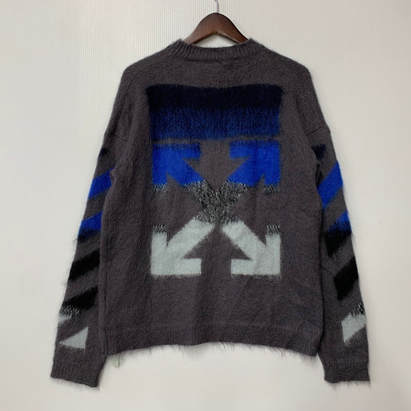 【中古品】【メンズ】 OFF-WHITE オフホワイト OMHA036E19B02024 19AW DIAG BRUSHED MOHAIR CREWNECK SWEATER ダイアグ ブラッシュド モヘア クルーネック セーター トップス 長袖 142-260711-cs-03-izu サイズ：XS カラー：グレー 万代Net店