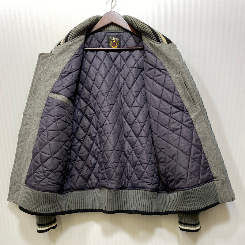 【中古品】【メンズ】 SCHOTT ショット 3132041 ELBOW PATCH SWITCHING STADIUM JACKET スタジアム ジャケット アウター 145-260704-kh-11-izu サイズ：XL カラー：グレー×ブラック 万代Net店