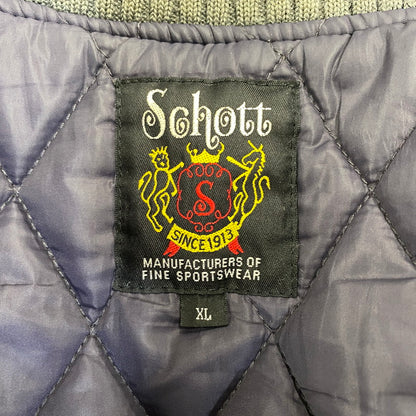 【中古品】【メンズ】 SCHOTT ショット 3132041 ELBOW PATCH SWITCHING STADIUM JACKET スタジアム ジャケット アウター 145-260704-kh-11-izu サイズ：XL カラー：グレー×ブラック 万代Net店