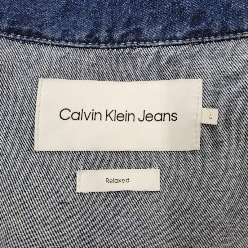 【中古品】【メンズ】 Calvin klein Jeans カルバンクラインジーンズ RELAXED BOXY SHORT DENIM SHIRT J30J324868 ショートデニムシャツ 半袖 141-260707-as-01-izu サイズ：L カラー：インディゴ 万代Net店