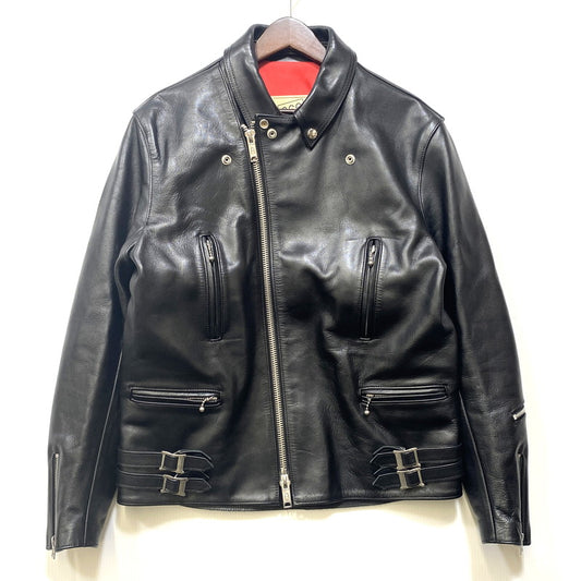 【中古品】【メンズ】 666 LEATHER WEAR ロクロクロクレザーウェア STEERHIDE DOUBLE RIDERS JACKET ステアハイド ダブルライダースジャケット 145-260719-as-08-izu サイズ：40 カラー：ブラック 万代Net店