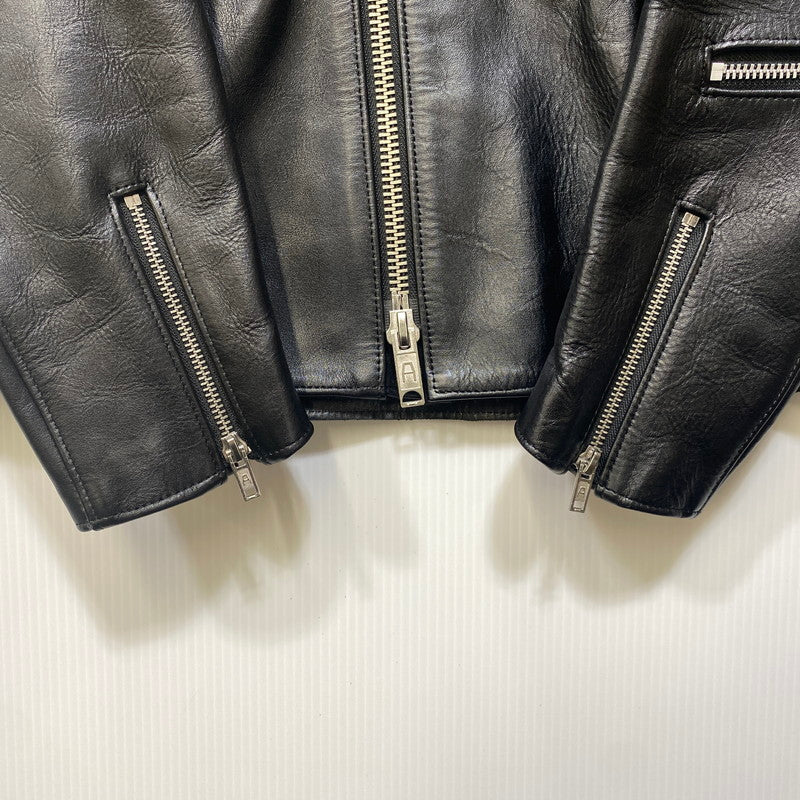 【中古品】【メンズ】 666 LEATHER WEAR ロクロクロクレザーウェア STEERHIDE DOUBLE RIDERS JACKET ステアハイド ダブルライダースジャケット 145-260719-as-08-izu サイズ：40 カラー：ブラック 万代Net店
