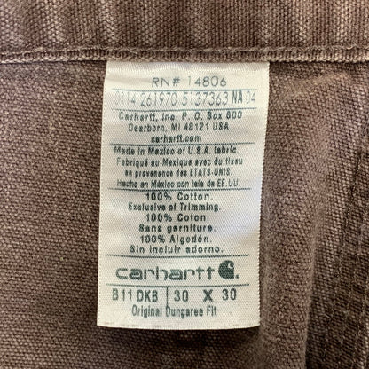 【中古品】【メンズ】 Carhartt カーハート ORIGINAL DUNGAREE FIT DUCK PAINTER PANTS B11 DKB オリジナルダンガリーフィット ダックペインターパンツ メキシコ製 157-260702-as-05-izu サイズ：30×30 カラー：ダークブラウン 万代Net店
