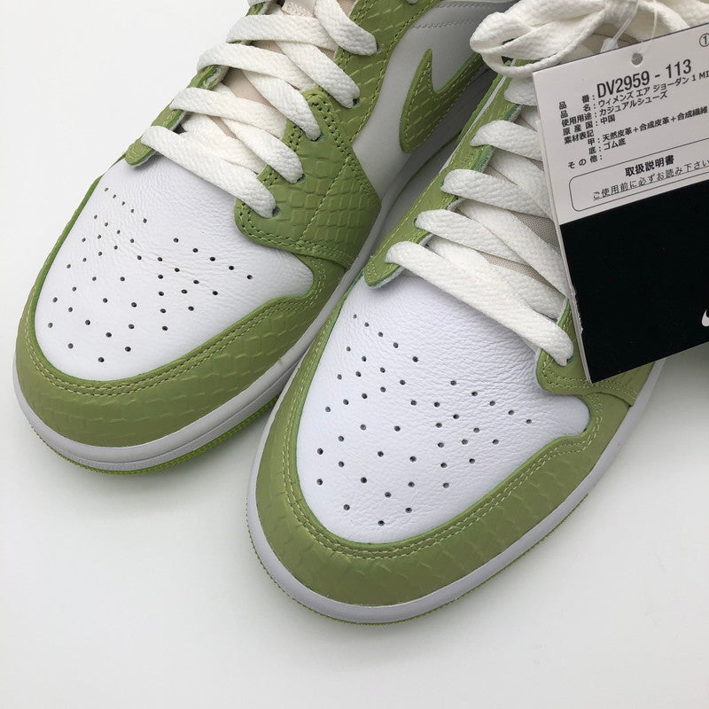 【中古美品】【レディース】 Nike Women's Air Jordan 1 Mid SE Green Python DV2959-113 ナイキ ウィメンズ エアジョーダン 1 ミッド SE 160-260604-sm-03-otoh カラー：ホワイト ビビッドグリーン 万代Net店