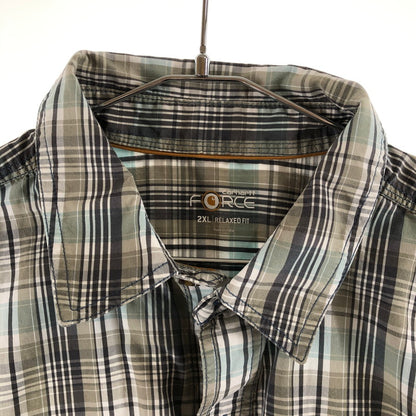 【中古品】【メンズ】 CARHARTT カーハート Carhartt FORCE リラックスフィット チェック柄 半袖ワークシャツ 147-260506-sy-04-otoh サイズ：2XL カラー：カーキ・グレー・ライトブルー系 万代Net店