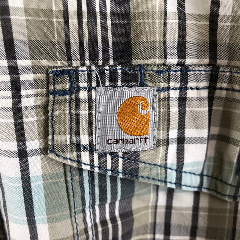 【中古品】【メンズ】 CARHARTT カーハート Carhartt FORCE リラックスフィット チェック柄 半袖ワークシャツ 147-260506-sy-04-otoh サイズ：2XL カラー：カーキ・グレー・ライトブルー系 万代Net店