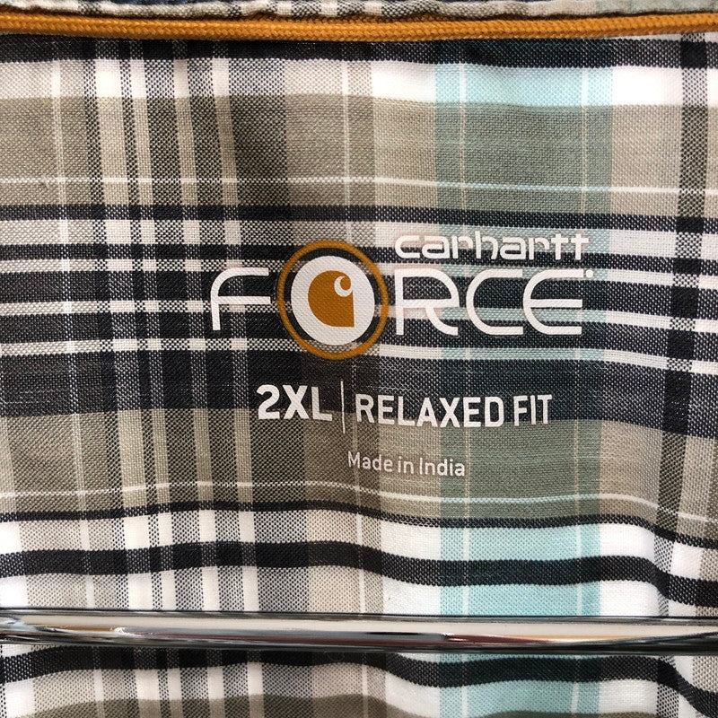 【中古品】【メンズ】 CARHARTT カーハート Carhartt FORCE リラックスフィット チェック柄 半袖ワークシャツ 147-260506-sy-04-otoh サイズ：2XL カラー：カーキ・グレー・ライトブルー系 万代Net店