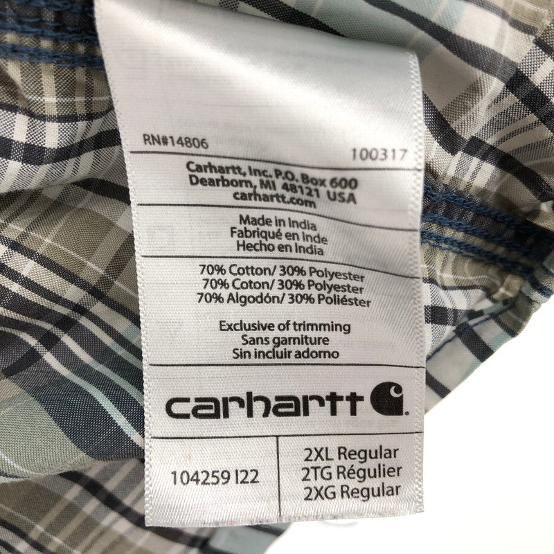 【中古品】【メンズ】 CARHARTT カーハート Carhartt FORCE リラックスフィット チェック柄 半袖ワークシャツ 147-260506-sy-04-otoh サイズ：2XL カラー：カーキ・グレー・ライトブルー系 万代Net店