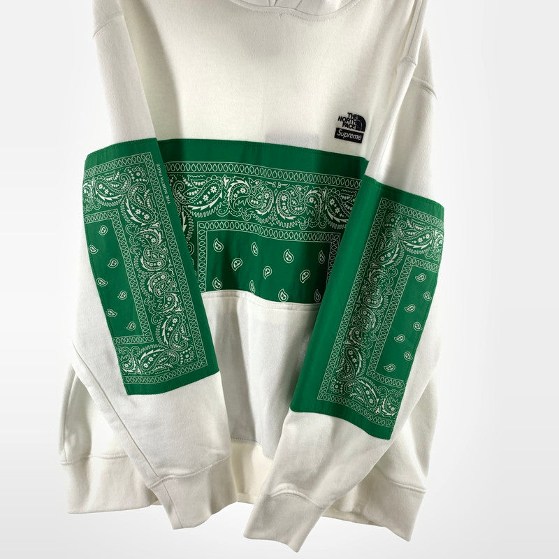 【中古美品】【メンズ】 Supreme × THE NORTH FACE シュプリーム × ザ・ノース・フェイス Bandana Hooded Sweatshirt 149-260506-sy-03-otoh サイズ：XL カラー：ホワイト・グリーン系 万代Net店
