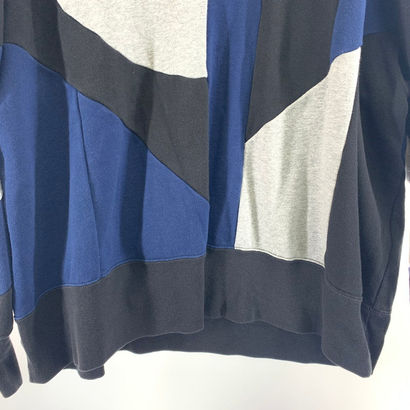 【中古品】【メンズ】 Champion チャンピオン ANREALAGE アンリアレイジ クルーネックスウェットシャツ コラボ 幾何学模様 ヘビーウェイト トップス C8-W049 147-231114-147-231114-ss-1-oto-oto サイズ：L カラー：ネイビー 紺 万代Net店