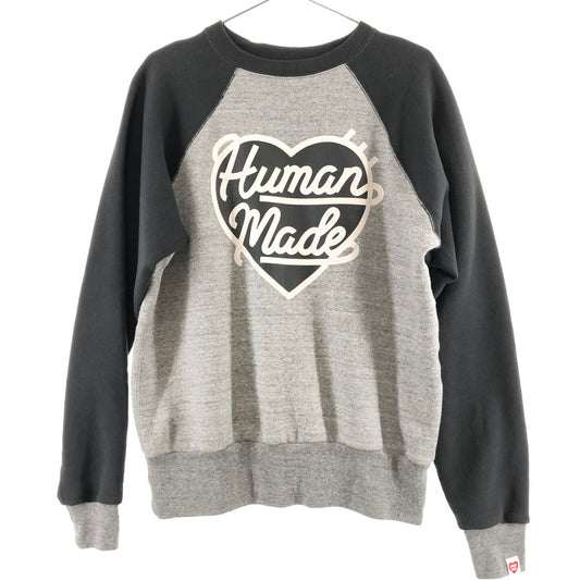 【中古品】【メンズ】 HUMAN MADE HEART LOGO RAGLAN SWEATSHIRT ヒューマンメイド スウェット 147-260324-ts-06-otoh サイズ：M カラー：グレー/ブラック 万代Net店