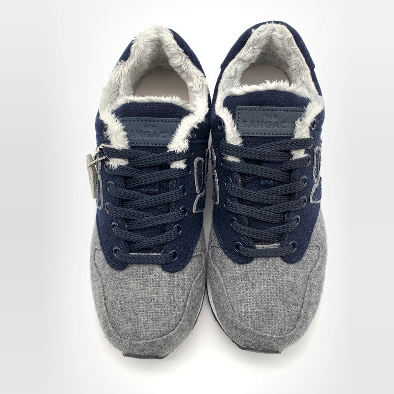 【中古美品】【メンズ】 via SANGACIO にゅ～ず Tweed スニーカー 靴 162-260601-st-08-otoh カラー：ネイビー/グレー 万代Net店