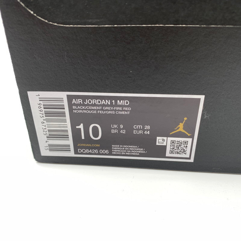 【中古美品】【メンズ】 NIKE ナイキ DQ8426-006 AIR JORDAN 1 MID "Black/Cement Grey-Fire Red" スニーカー 靴 160-260601-st-10-otoh カラー：ブラック/ファイヤーレッド/ホワイト/セメントグレー 万代Net店