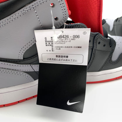 【中古美品】【メンズ】 NIKE ナイキ DQ8426-006 AIR JORDAN 1 MID "Black/Cement Grey-Fire Red" スニーカー 靴 160-260601-st-10-otoh カラー：ブラック/ファイヤーレッド/ホワイト/セメントグレー 万代Net店