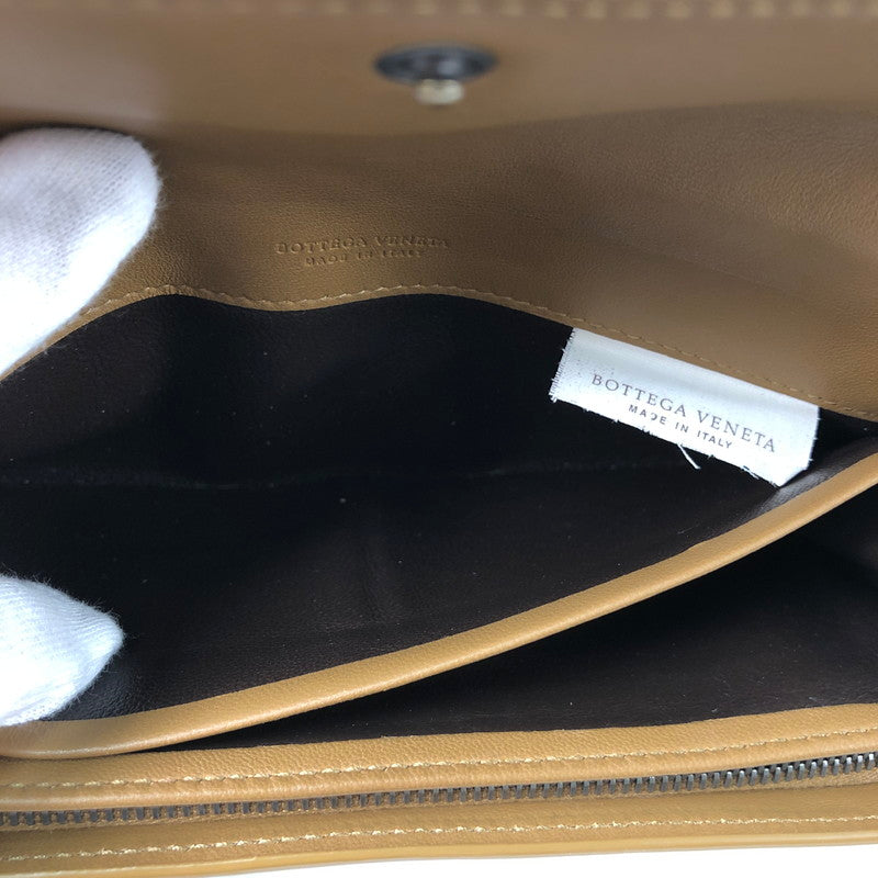 【中古品】【レディース】 BOTTEGA VENETA ボッテガ ヴェネタ イントレチャート 2つ折り 長財布 財布 181-260624-sm-03-otoh カラー：ライトベージュ キャメルベージュ 万代Net店