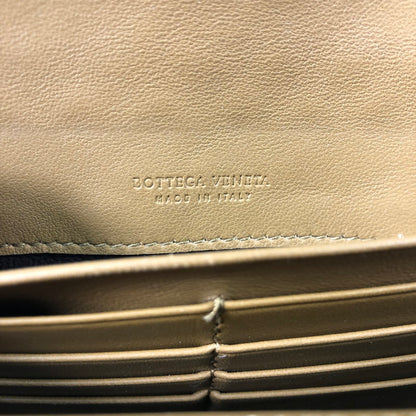 【中古品】【レディース】 BOTTEGA VENETA ボッテガ ヴェネタ イントレチャート 2つ折り 長財布 財布 181-260624-sm-03-otoh カラー：ライトベージュ キャメルベージュ 万代Net店