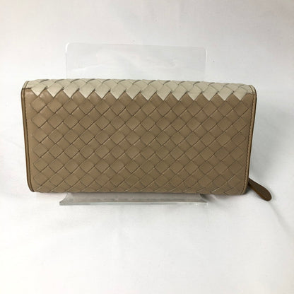 【中古品】【レディース】 BOTTEGA VENETA ボッテガ ヴェネタ イントレチャート 2つ折り 長財布 財布 181-260624-sm-03-otoh カラー：ライトベージュ キャメルベージュ 万代Net店