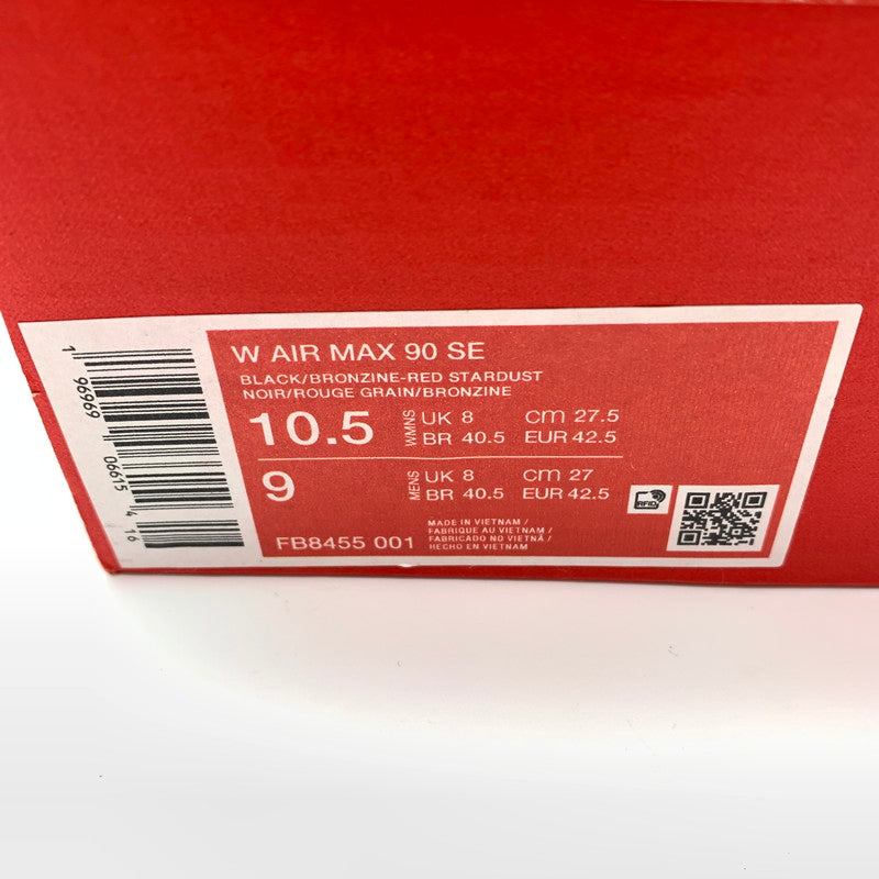 【中古美品】【レディース】 NIKE ナイキ W AIR MAX 90 SE FB8455 001 スニーカー 靴 160-260618-st-14-otoh カラー：ブラック／ブロンジーン－レッドスターダスト－セイル） 万代Net店
