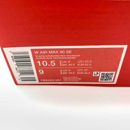 【中古美品】【レディース】 NIKE ナイキ W AIR MAX 90 SE FB8455 001 スニーカー 靴 160-260618-st-14-otoh カラー：ブラック／ブロンジーン－レッドスターダスト－セイル） 万代Net店
