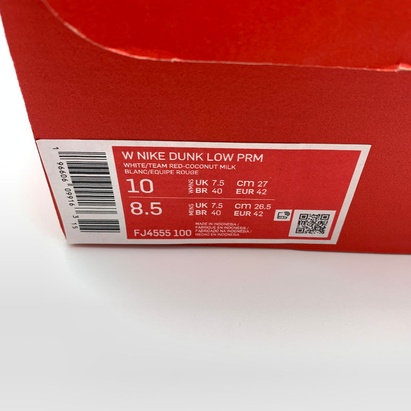 【中古美品】【メンズ】 NIKE ナイキ FJ4555-100 WMNS DUNK LOW PRM "TEAM RED AND WHITE" スニーカー 靴 160-260618-st-16-otoh カラー：ホワイト / チームレッド - ココナッツミルク 万代Net店