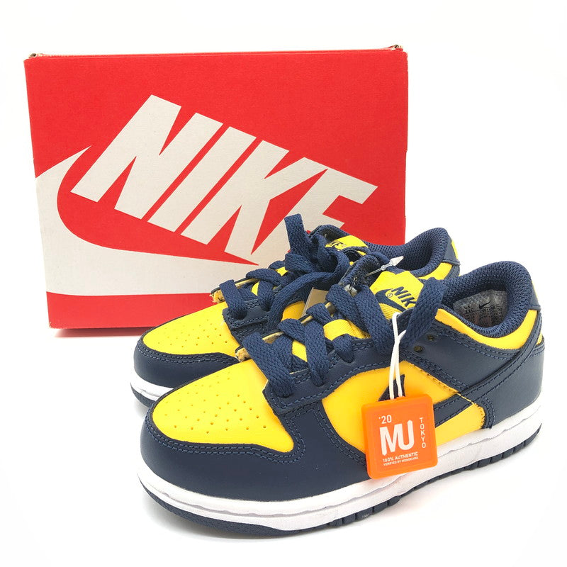 【中古美品】【キッズ】 NIKE CW1588 700 Nike PS Dunk Low "Michigan" ナイキ ダンクロー ミシガン 160-260321-ts-03-otoh サイズ：17cm カラー：バーシティメイズ / ミッドナイトネイビー 万代Net店