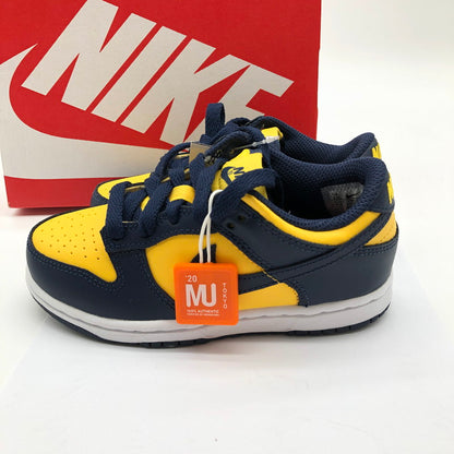 【中古美品】【キッズ】 NIKE CW1588 700 Nike PS Dunk Low "Michigan" ナイキ ダンクロー ミシガン 160-260321-ts-03-otoh サイズ：17cm カラー：バーシティメイズ / ミッドナイトネイビー 万代Net店