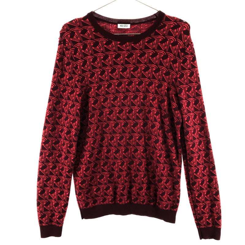 【現状渡し品】【メンズ】 KENZO ケンゾー 総柄ニット セーター クルーネックニット 147-260512-sy-03-otoh カラー：レッド系 万代Net店