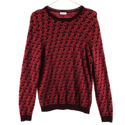 【現状渡し品】【メンズ】 KENZO ケンゾー 総柄ニット セーター クルーネックニット 147-260512-sy-03-otoh カラー：レッド系 万代Net店