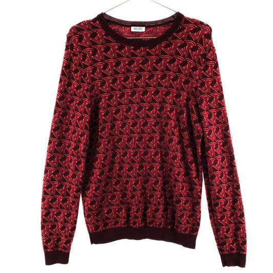【現状渡し品】【メンズ】 KENZO ケンゾー 総柄ニット セーター クルーネックニット 147-260512-sy-03-otoh カラー：レッド系 万代Net店