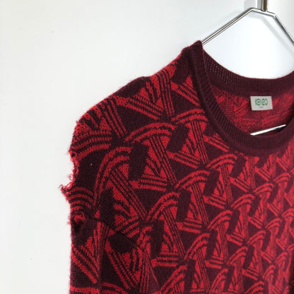 【現状渡し品】【メンズ】 KENZO ケンゾー 総柄ニット セーター クルーネックニット 147-260512-sy-03-otoh カラー：レッド系 万代Net店