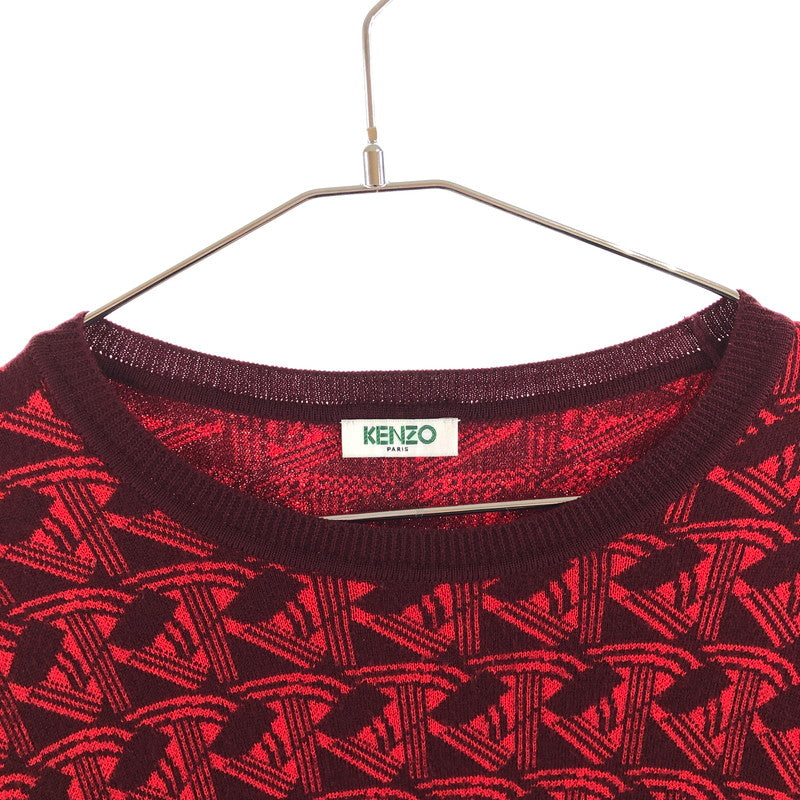 【現状渡し品】【メンズ】 KENZO ケンゾー 総柄ニット セーター クルーネックニット 147-260512-sy-03-otoh カラー：レッド系 万代Net店