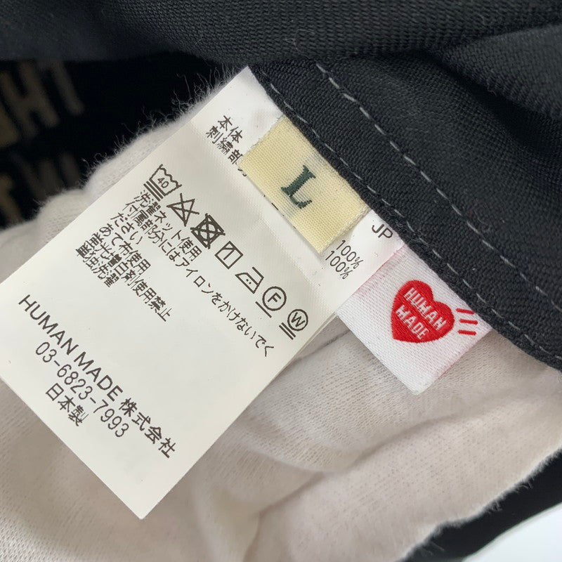 【中古美品】【メンズ】 HUMAN MADE ヒューマンメード Cotton Twill Shirt コットンツイルシャツ フラッグチェッカーバックプリント 147-260311-nm-04-otoh サイズ：L カラー：ブラック×シルバー 万代Net店