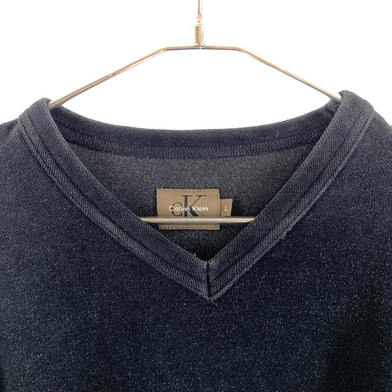 【中古品】【メンズ】 Calvin Klein カルバン・クライン Vネック ロングスリーブ カットソー 147-260506-sy-01-otoh サイズ：L カラー：ブラック系 万代Net店