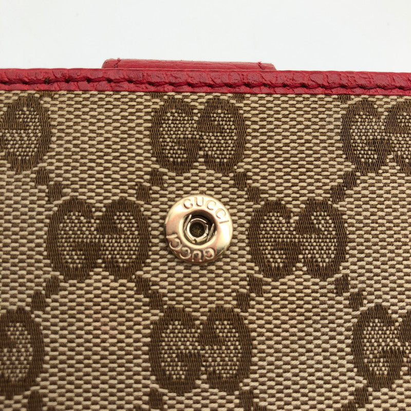 【中古品】【レディース】 GUCCI 7549F 8402 グッチ GGキャンバス Wホック 長財布 財布 181-260626-sm-04-otoh カラー：ベージュ レッド 万代Net店