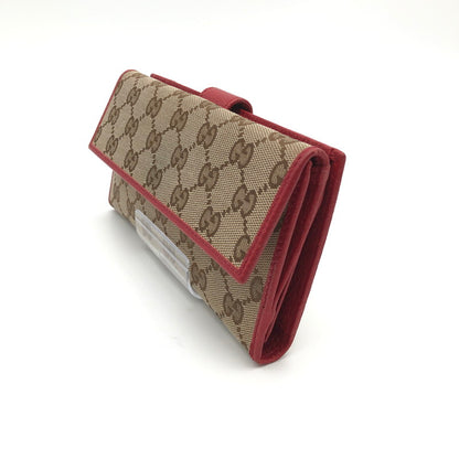 【中古品】【レディース】 GUCCI 7549F 8402 グッチ GGキャンバス Wホック 長財布 財布 181-260626-sm-04-otoh カラー：ベージュ レッド 万代Net店