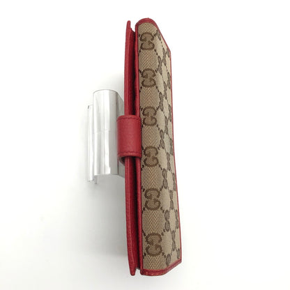 【中古品】【レディース】 GUCCI 7549F 8402 グッチ GGキャンバス Wホック 長財布 財布 181-260626-sm-04-otoh カラー：ベージュ レッド 万代Net店