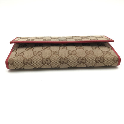 【中古品】【レディース】 GUCCI 7549F 8402 グッチ GGキャンバス Wホック 長財布 財布 181-260626-sm-04-otoh カラー：ベージュ レッド 万代Net店