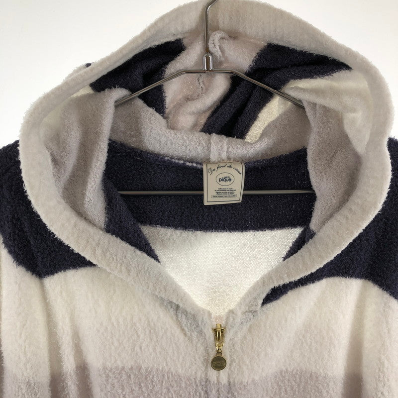 【中古品】【レディース】 GELATO PIQUE ボーダー柄ジップアップパーカー ライトアウター 147-260514-sy-01-otoh サイズ：F カラー：ホワイト/ブルー系 万代Net店