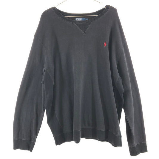 【中古品】【メンズ】 POLO RALPH LAUREN ポロ ラルフ ローレン Vガゼット クルーネック スウェットシャツ 147-260506-sy-03-otoh サイズ：XXL カラー：ブラック系 万代Net店